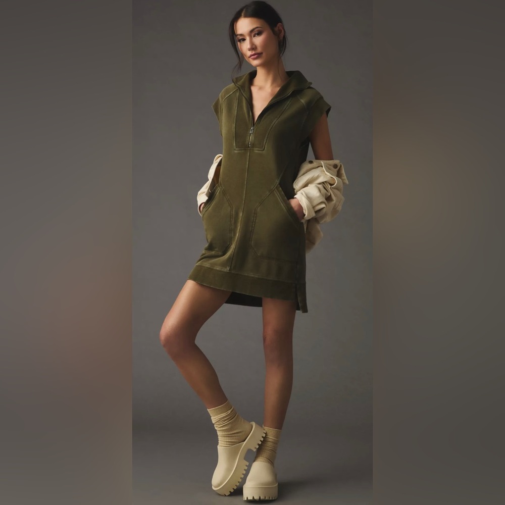 Anthropologie Daily Practice Meru Zip Front Active Athleisure Mini Dress XXS